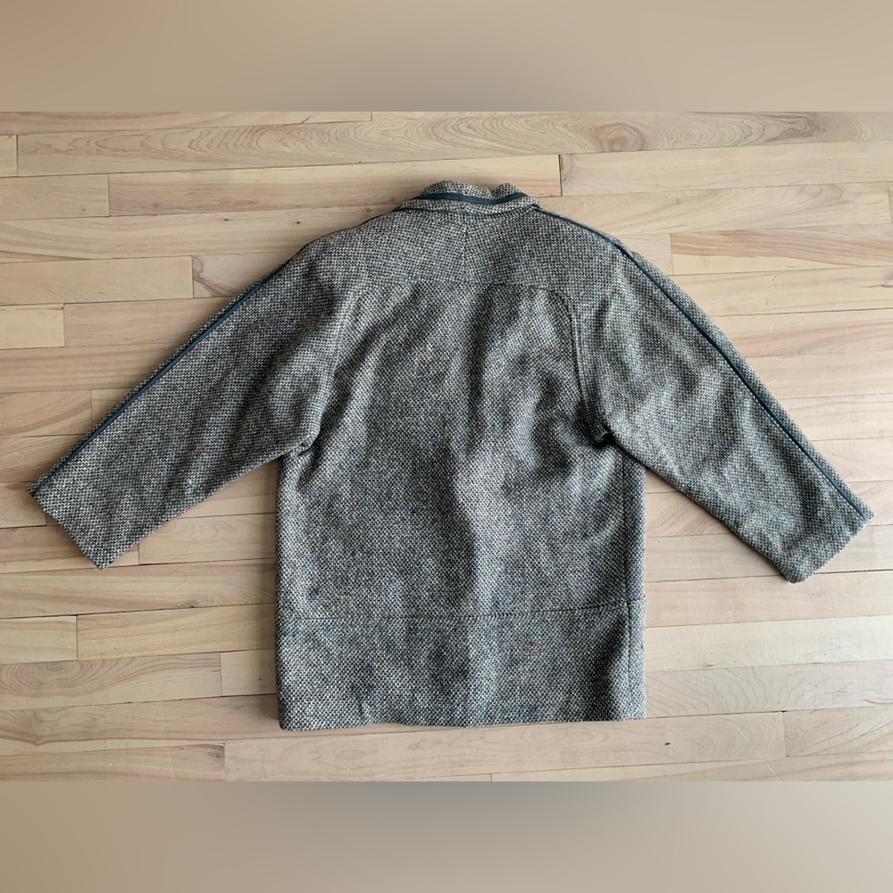 VINTAGE - San Bo Tweed Wool-Blend Jacket with Faux Leather Trim - Picture 12 of 14